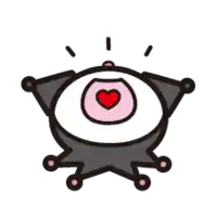 a cartoon character with a heart in the middle of its eye .