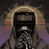a painting of a person with a skull on their head