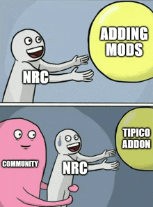 a cartoon of a person reaching for a yellow balloon that says adding mods