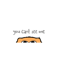 a cartoon of a cat peeking out of a bush with the words " you cant see me " written below it