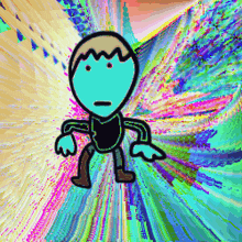 a cartoon of a man with a blue face and brown hair