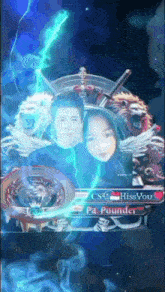 a picture of a man and a woman with the words cs kiss you pa pounder on the bottom