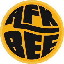 a black and yellow logo with the words afk bee written inside of it .