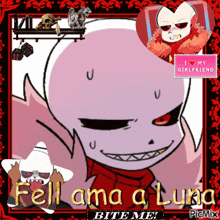 a picture of a cartoon character that says fell ama luna