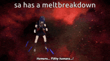 a pixel art of a person with the words sa has a melt breakdown