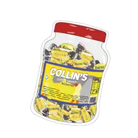 a jar of collins quality sweets butternut on a white background