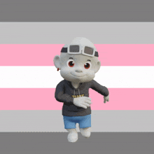a cartoon character is wearing a hoodie that says that