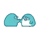 a cartoon drawing of a couple kissing each other on a white background .