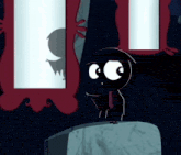 a cartoon of a bat looking at his reflection in the mirror