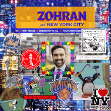 a poster for zohran for new york city with a picture of a man