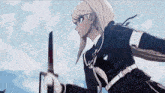 a girl is holding a bloody knife in her hand .