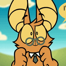 a cartoon cat wearing glasses and a tie is talking