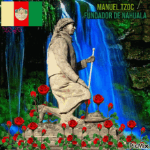 tzoc manuel nahuala de fundador statue waterfalls