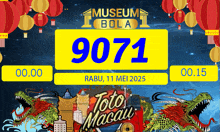 a poster for museum bola toto macau with a dragon