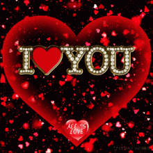 a red heart with the words i love you surrounded by red hearts