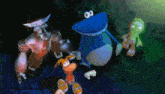 a group of cartoon characters standing next to each other with one of them wearing a number 8 hat