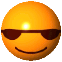 a pixelated smiley face with sunglasses on its eyes