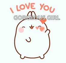 a drawing of a bunny with the words i love you gorgeous girl