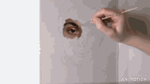 a person is painting a woman 's face with a brush and the words made in animatica are on the bottom