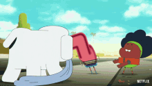 a cartoon character with a netflix logo on the bottom