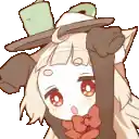 a cartoon of a girl wearing a hat and a bow tie .