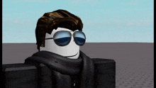 a 3d model of a person wearing sunglasses and a scarf