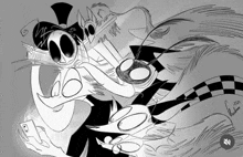 a black and white drawing of a cartoon character taking a selfie with a phone .