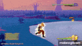 a screenshot of a video game with gt goku super saiyan 2