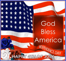 American Flag Red White Blue Flowers GIF