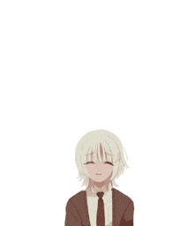 a drawing of a girl with white hair and a brown tie