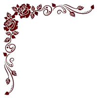 a corner of a page with roses and leaves