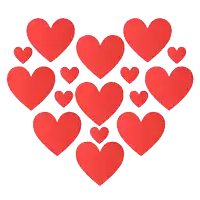 a red heart is surrounded by a watermark that says ' pcm ' on it