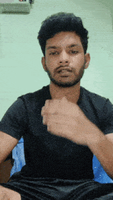 a man with a beard wearing a black shirt