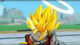 a screenshot of a video game shows a character with yellow hair and a halo around his head