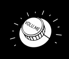 a black and white illustration of a volume knob