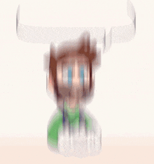 a blurred image of a person 's head with a t on it