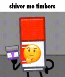 a cartoon character with a smiley face and the words `` shiver me timbers '' written above it .