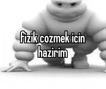 a cartoon character has the words ' zik cozmek icin hazirim ' on the bottom