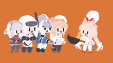 a group of anime characters are standing next to each other