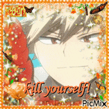 a picture of a boy with the words kill yourself