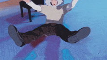 a person is laying on the floor with their feet up