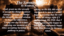 the serenity prayer by reinhold niebuhr with a picture of a man