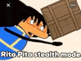 rita pita stealth mode is written on a cartoon
