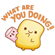 a sticker that says what are you doing with a marshmallow