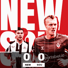 two soccer players are on a red background with the words new season