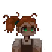a pixel art drawing of a girl with red hair
