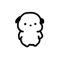 a black and white drawing of a dog with three dots on it 's head .
