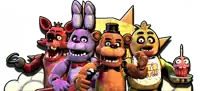 a group of five nights at freddy 's characters including bonnie foxy and chica