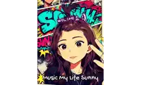 a poster for music my life sunny shows a girl giving the peace sign