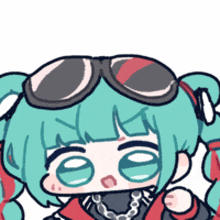 a cartoon of a girl wearing sunglasses and a necklace .